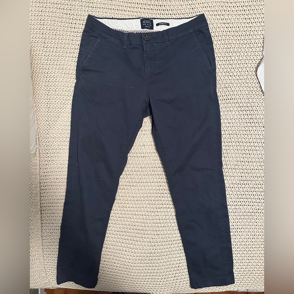 Ben Sherman Slim Fit Stretch Chinos, Navy, 34x32